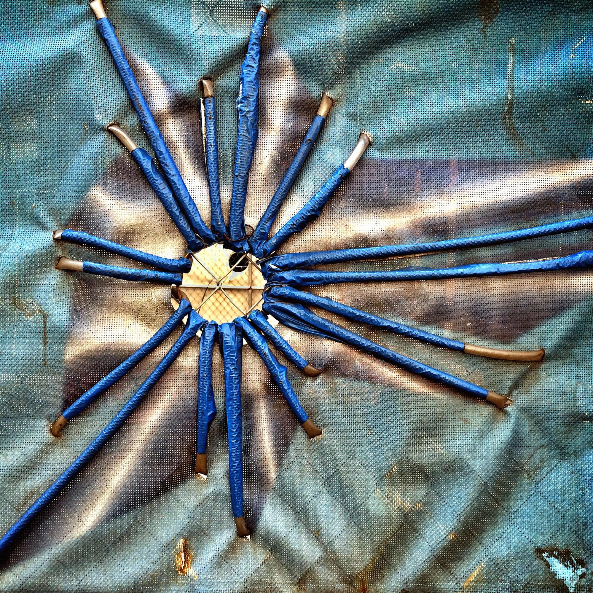 close-up of embroidered patch on denim